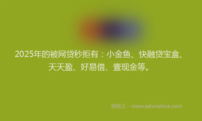 2025年的被网贷秒拒有：小金鱼、快融贷宝盒、天天盈、好易借、壹现金等。
