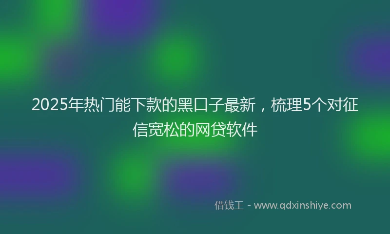 2025年热门能下款的黑口子最新，梳理5个对征信宽松的网贷软件