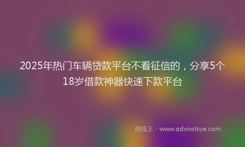 2025年热门车辆贷款平台不看征信的，分享5个18岁借款神器快速下款平台