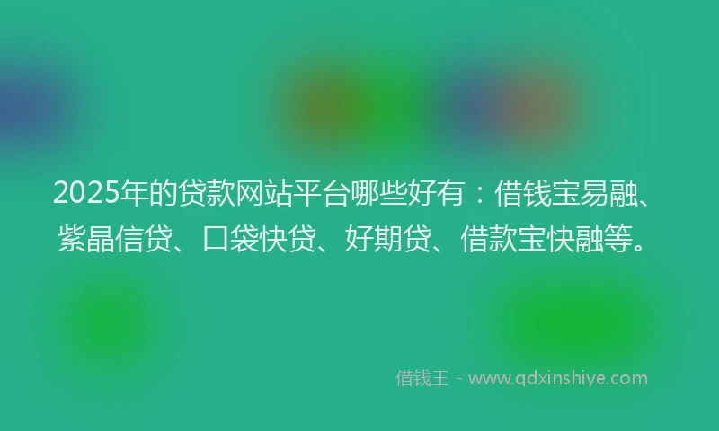 2025年的贷款网站平台哪些好有：借钱宝易融、紫晶信贷、口袋快贷、好期贷、借款宝快融等。