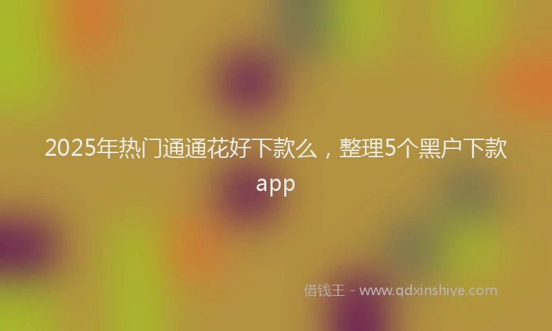 2025年热门通通花好下款么，整理5个黑户下款app