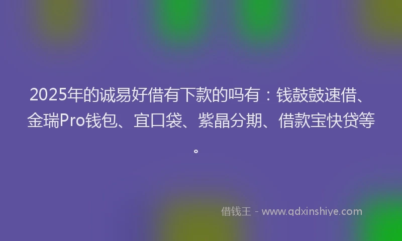 2025年的诚易好借有下款的吗有：钱鼓鼓速借、金瑞Pro钱包、宜口袋、紫晶分期、借款宝快贷等。