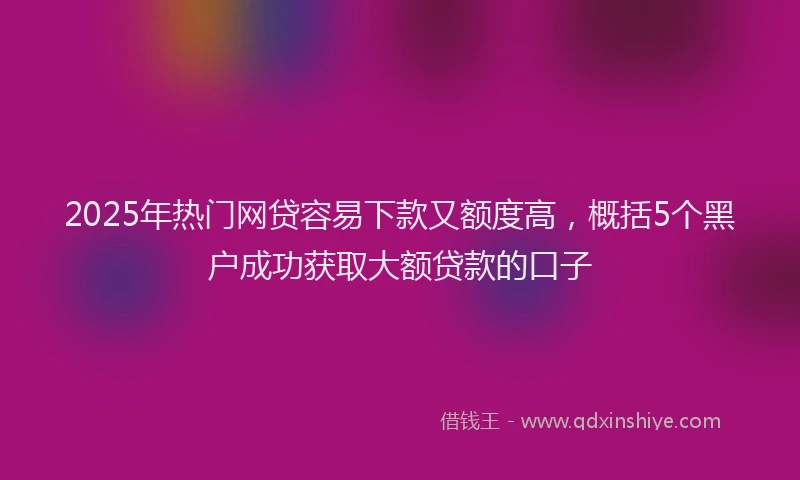 2025年热门网贷容易下款又额度高，概括5个黑户成功获取大额贷款的口子