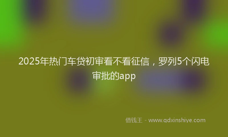 2025年热门车贷初审看不看征信，罗列5个闪电审批的app