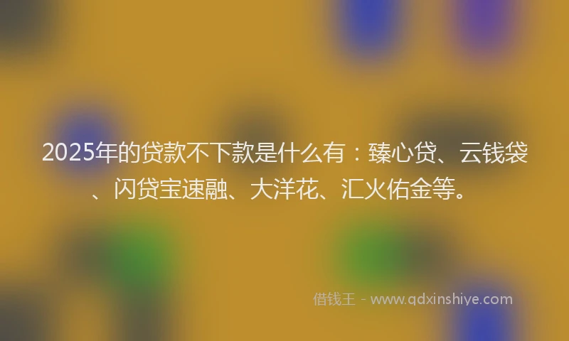 2025年的贷款不下款是什么有：臻心贷、云钱袋、闪贷宝速融、大洋花、汇火佑金等。