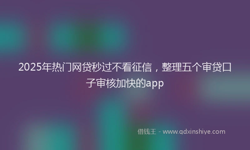 2025年热门网贷秒过不看征信，整理五个审贷口子审核加快的app