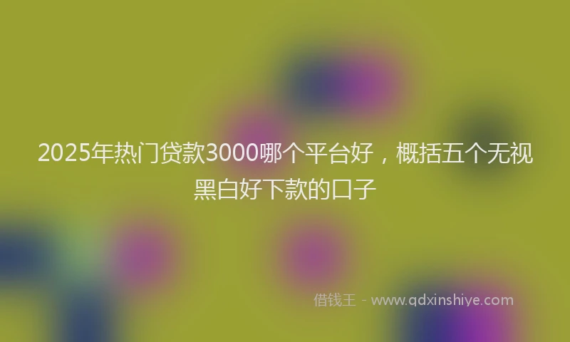 2025年热门贷款3000哪个平台好，概括五个无视黑白好下款的口子