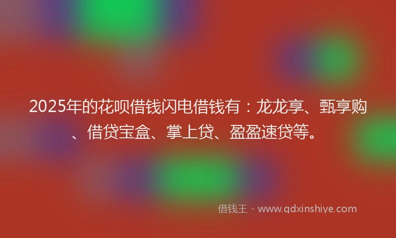 2025年的花呗借钱闪电借钱有：龙龙享、甄享购、借贷宝盒、掌上贷、盈盈速贷等。