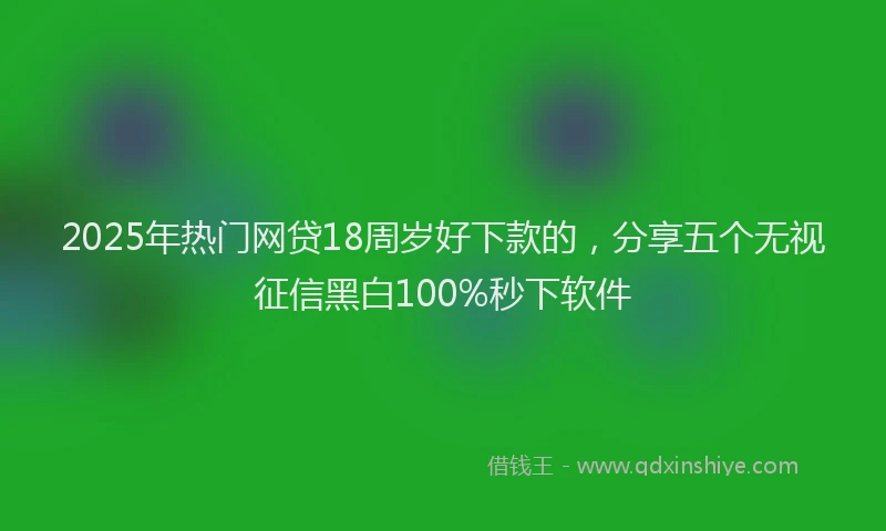 2025年热门网贷18周岁好下款的，分享五个无视征信黑白100%秒下软件