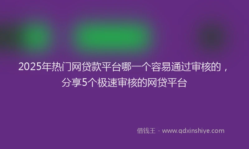 2025年热门网贷款平台哪一个容易通过审核的，分享5个极速审核的网贷平台