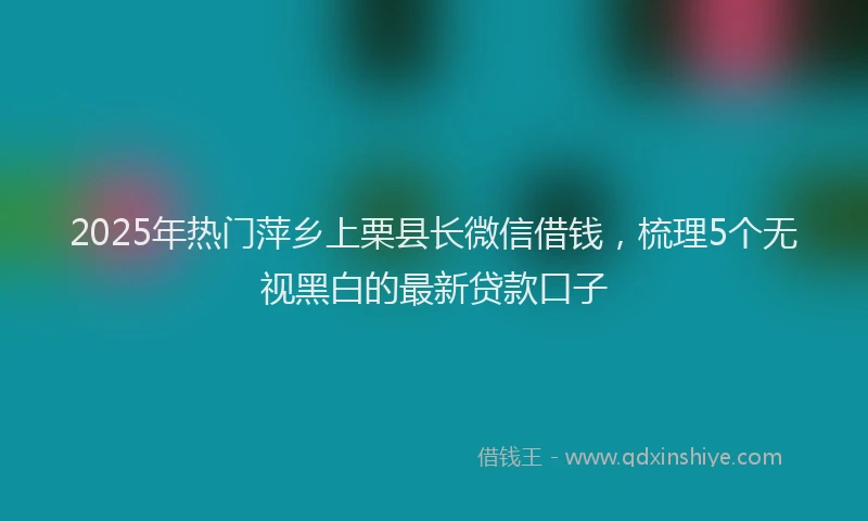 2025年热门萍乡上栗县长微信借钱，梳理5个无视黑白的最新贷款口子