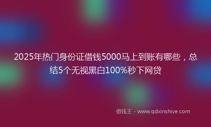 2025年热门身份证借钱5000马上到账有哪些，总结5个无视黑白100%秒下网贷