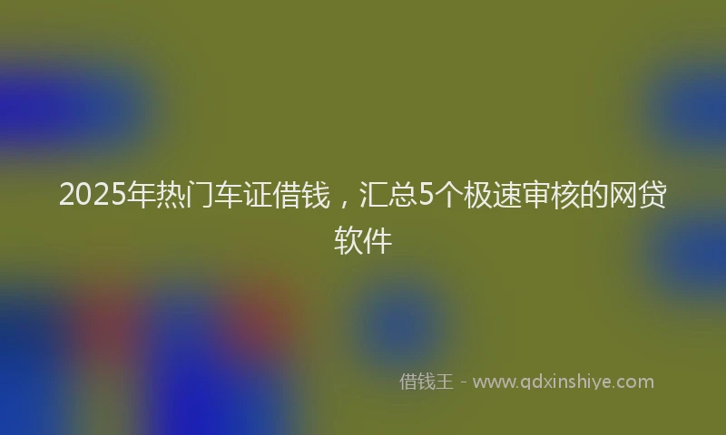 2025年热门车证借钱，汇总5个极速审核的网贷软件