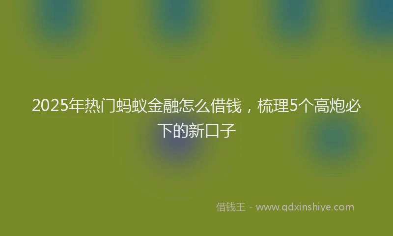 2025年热门蚂蚁金融怎么借钱，梳理5个高炮必下的新口子