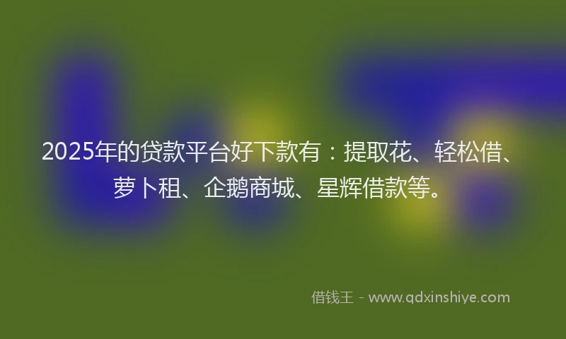 2025年的贷款平台好下款有：提取花、轻松借、萝卜租、企鹅商城、星辉借款等。