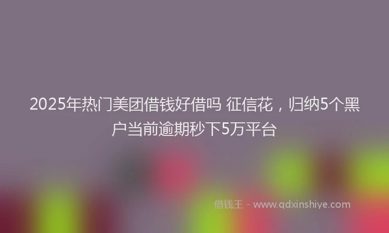 2025年热门美团借钱好借吗 征信花，归纳5个黑户当前逾期秒下5万平台