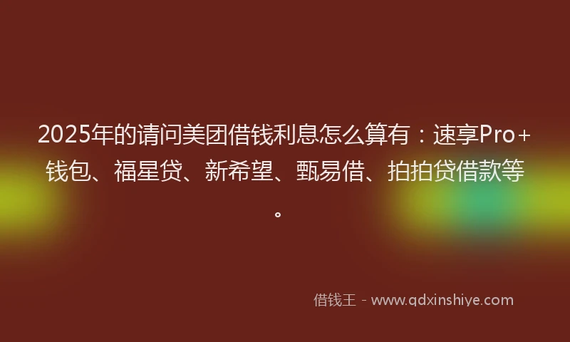 2025年的请问美团借钱利息怎么算有：速享Pro+钱包、福星贷、新希望、甄易借、拍拍贷借款等。