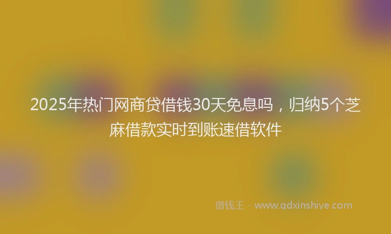 2025年热门网商贷借钱30天免息吗，归纳5个芝麻借款实时到账速借软件