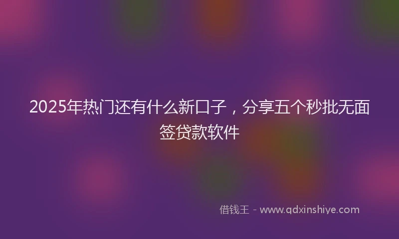 2025年热门还有什么新口子，分享五个秒批无面签贷款软件