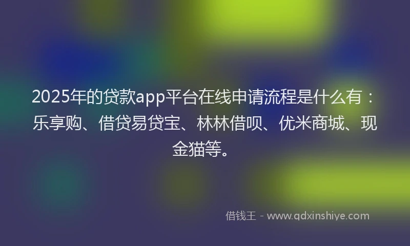 2025年的贷款app平台在线申请流程是什么有：乐享购、借贷易贷宝、林林借呗、优米商城、现金猫等。