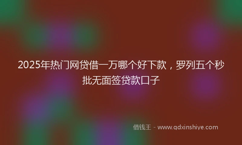 2025年热门网贷借一万哪个好下款，罗列五个秒批无面签贷款口子