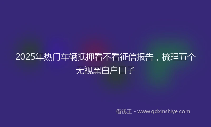 2025年热门车辆抵押看不看征信报告，梳理五个无视黑白户口子