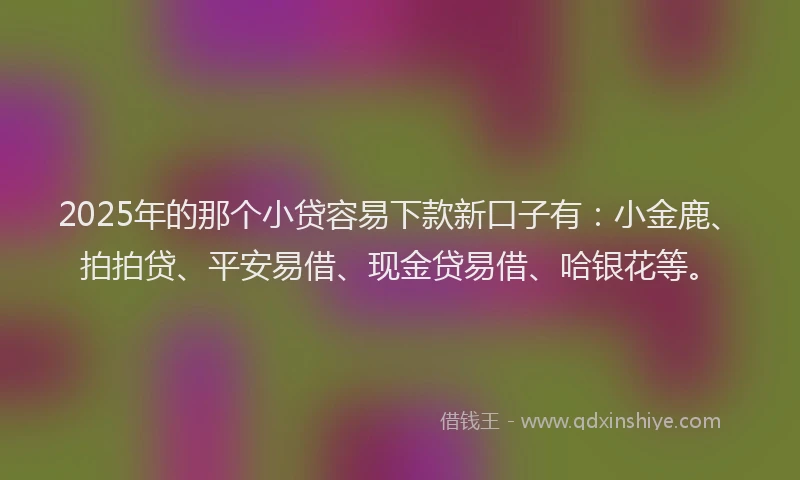 2025年的那个小贷容易下款新口子有：小金鹿、拍拍贷、平安易借、现金贷易借、哈银花等。