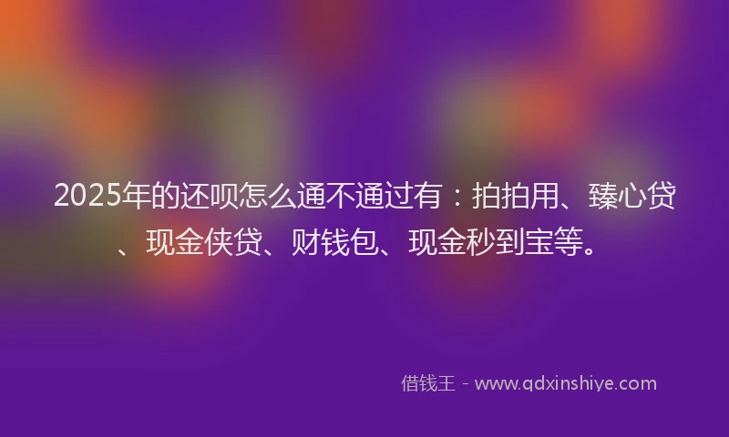 2025年的还呗怎么通不通过有：拍拍用、臻心贷、现金侠贷、财钱包、现金秒到宝等。