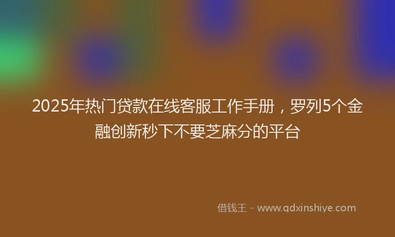 2025年热门贷款在线客服工作手册，罗列5个金融创新秒下不要芝麻分的平台