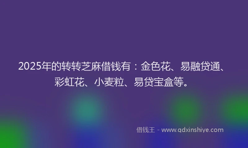 2025年的转转芝麻借钱有：金色花、易融贷通、彩虹花、小麦粒、易贷宝盒等。