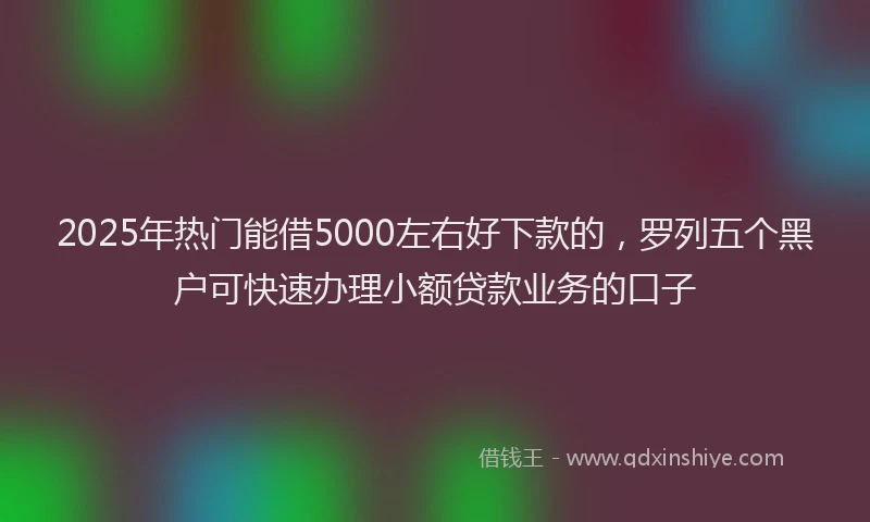 2025年热门能借5000左右好下款的，罗列五个黑户可快速办理小额贷款业务的口子
