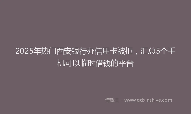2025年热门西安银行办信用卡被拒，汇总5个手机可以临时借钱的平台