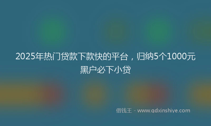 2025年热门贷款下款快的平台，归纳5个1000元黑户必下小贷