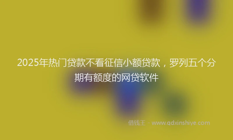 2025年热门贷款不看征信小额贷款，罗列五个分期有额度的网贷软件