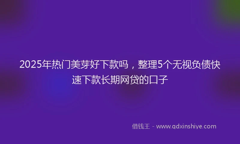 2025年热门美芽好下款吗，整理5个无视负债快速下款长期网贷的口子