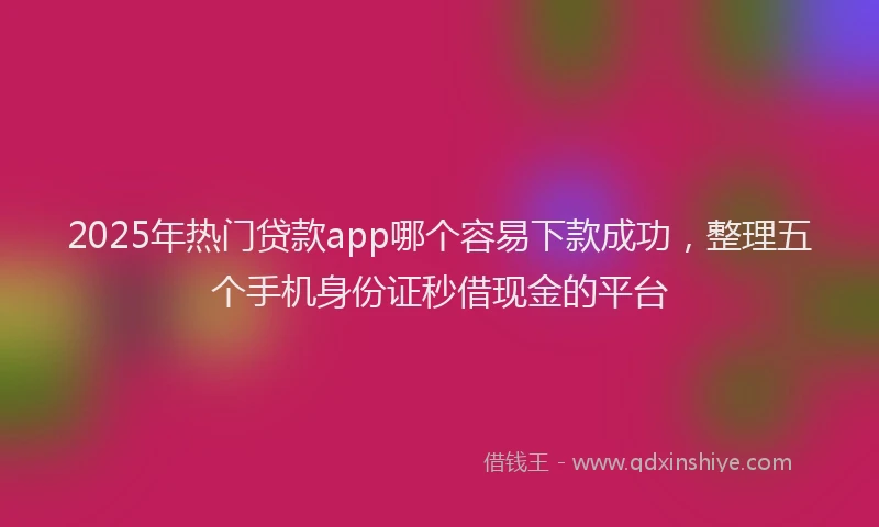2025年热门贷款app哪个容易下款成功，整理五个手机身份证秒借现金的平台