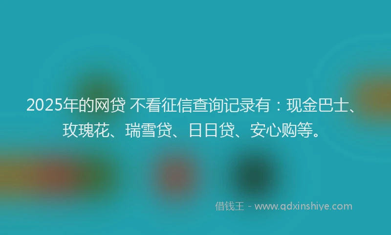 2025年的网贷 不看征信查询记录有：现金巴士、玫瑰花、瑞雪贷、日日贷、安心购等。