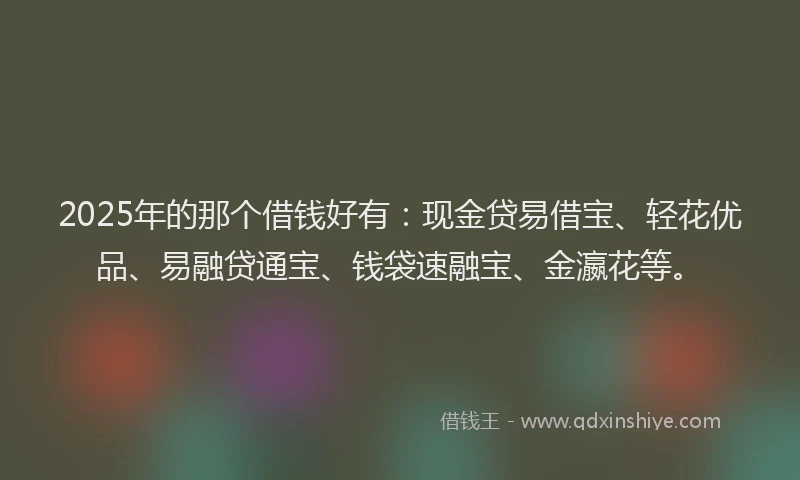 2025年的那个借钱好有：现金贷易借宝、轻花优品、易融贷通宝、钱袋速融宝、金瀛花等。
