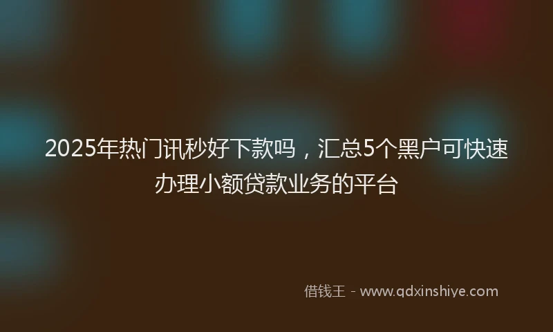 2025年热门讯秒好下款吗，汇总5个黑户可快速办理小额贷款业务的平台