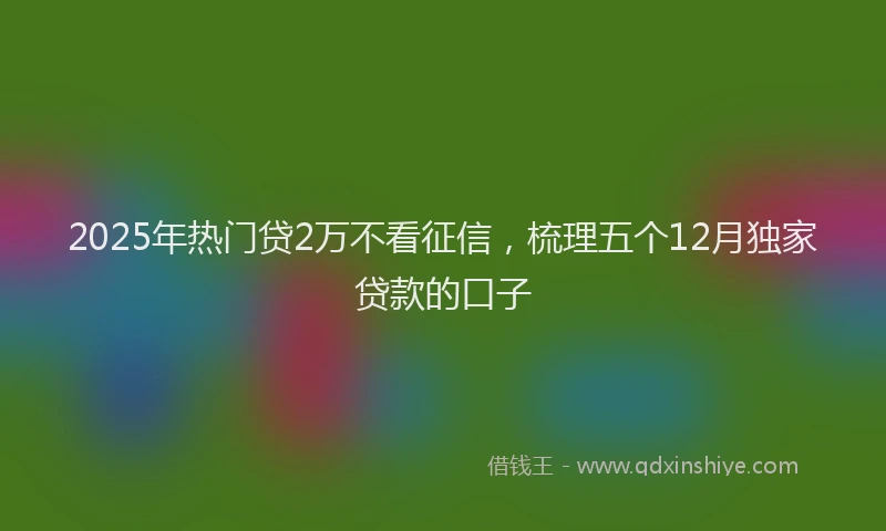 2025年热门贷2万不看征信，梳理五个12月独家贷款的口子
