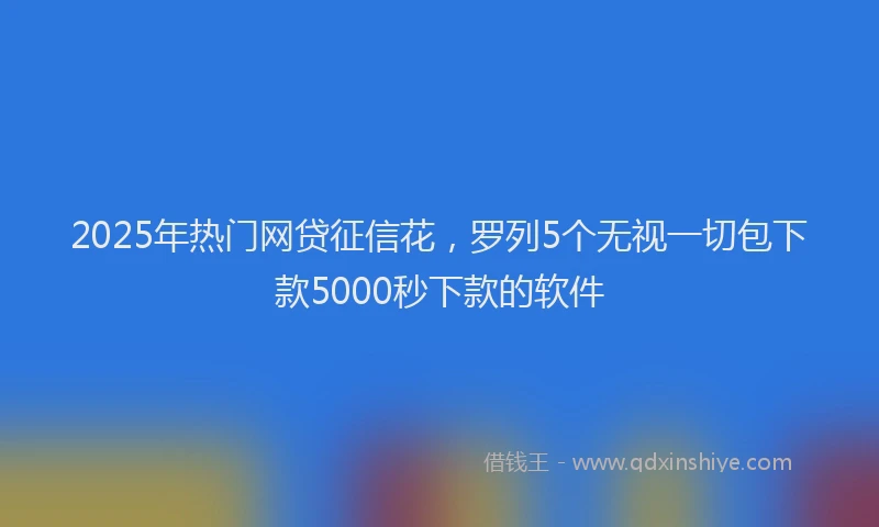 2025年热门网贷征信花，罗列5个无视一切包下款5000秒下款的软件