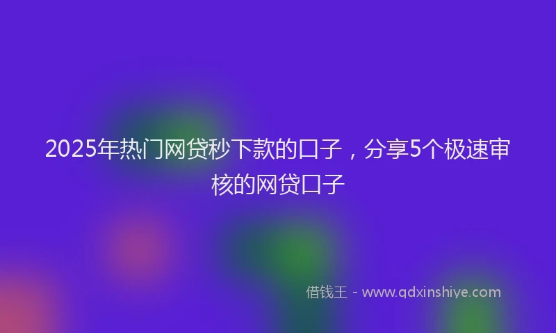 2025年热门网贷秒下款的口子，分享5个极速审核的网贷口子