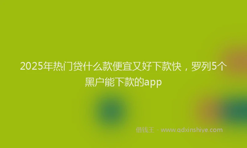 2025年热门贷什么款便宜又好下款快，罗列5个黑户能下款的app