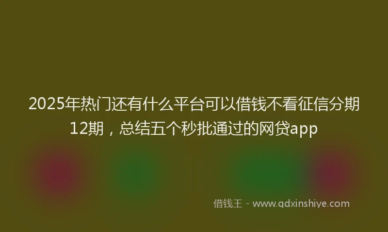 2025年热门还有什么平台可以借钱不看征信分期12期，总结五个秒批通过的网贷app