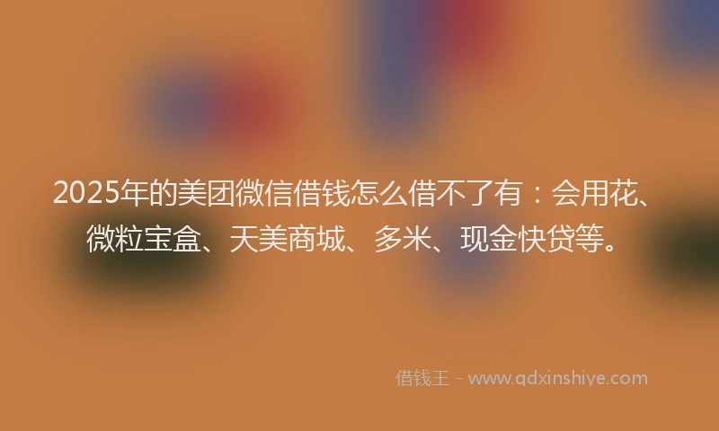 2025年的美团微信借钱怎么借不了有：会用花、微粒宝盒、天美商城、多米、现金快贷等。