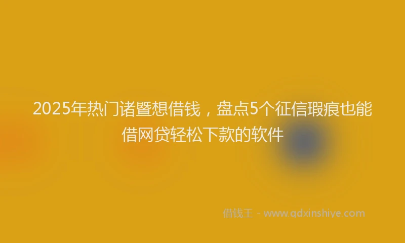 2025年热门诸暨想借钱，盘点5个征信瑕疵也能借网贷轻松下款的软件