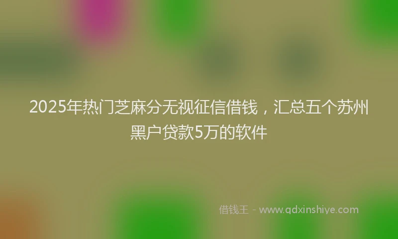 2025年热门芝麻分无视征信借钱，汇总五个苏州黑户贷款5万的软件