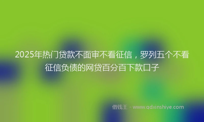2025年热门贷款不面审不看征信，罗列五个不看征信负债的网贷百分百下款口子