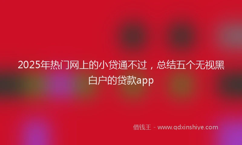 2025年热门网上的小贷通不过，总结五个无视黑白户的贷款app