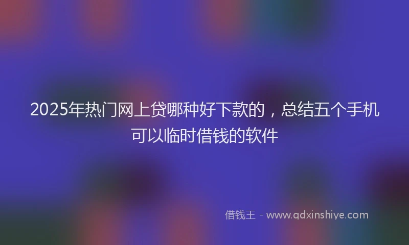 2025年热门网上贷哪种好下款的，总结五个手机可以临时借钱的软件
